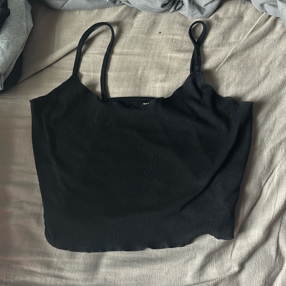 black cropped tank top.